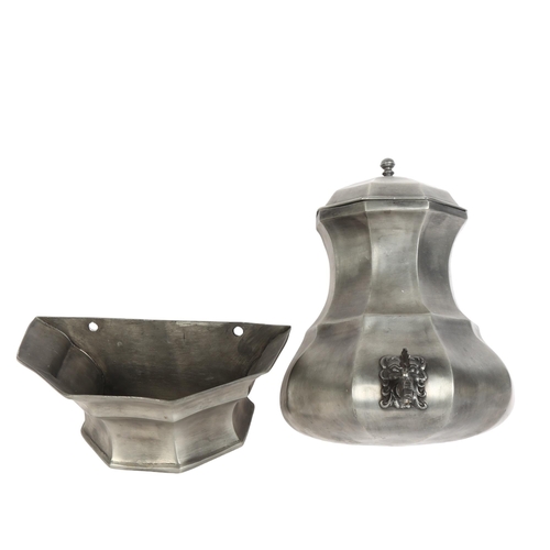 823 - A Continental pewter 3-section water fountain