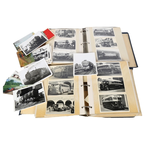 83 - 2 albums of Vintage black and white photographs, all depicting buses, trams, lorries etc