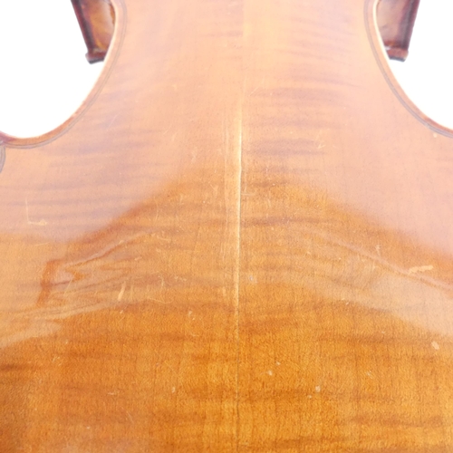 255 - A German three quarter size violin, labelled 