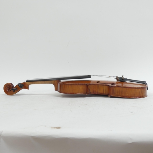 255 - A German three quarter size violin, labelled 