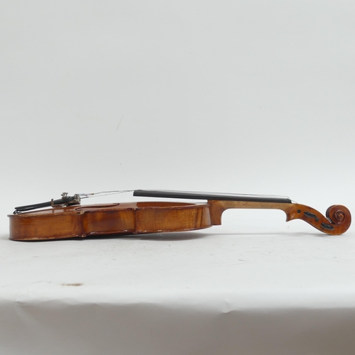 255 - A German three quarter size violin, labelled 