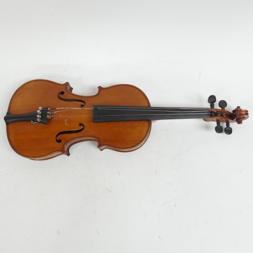 255 - A German three quarter size violin, labelled 