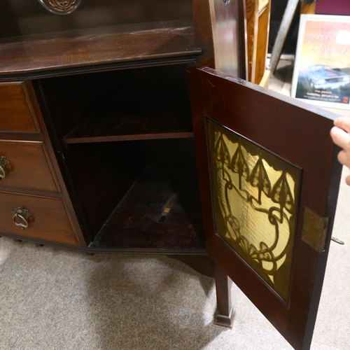 82 - A Liberty & Co Arts and crafts sideboard, manufactured circa 1900, mahogany with planished copper fi... 