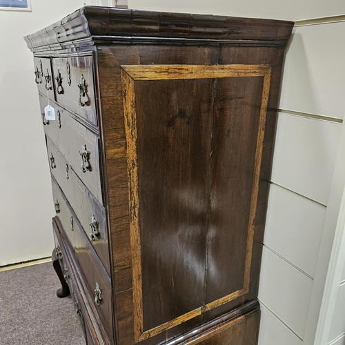 193 - A George III walnut chest on stand raised on cabriole legs, width 94cm, height 127cm