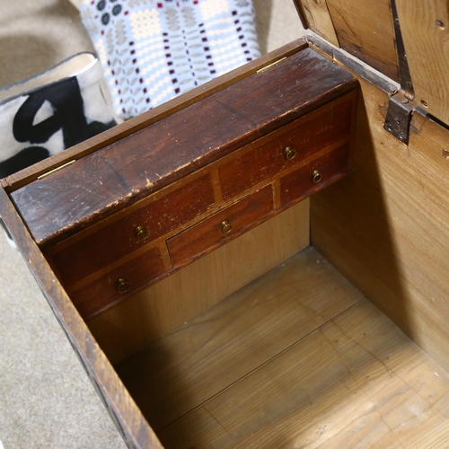 198 - An 18th century carved walnut coffer, width 118cm, depth 52cm, height 68 cm