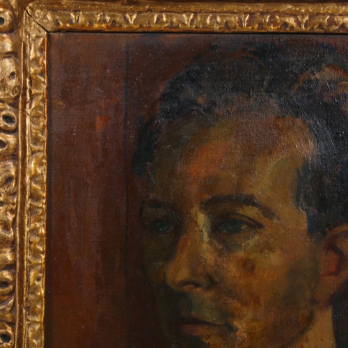 525 - Manner of Duncan Grant, mid-20th century portrait of a man, oil on canvas, unsigned, 51cm x 40cm, fr... 