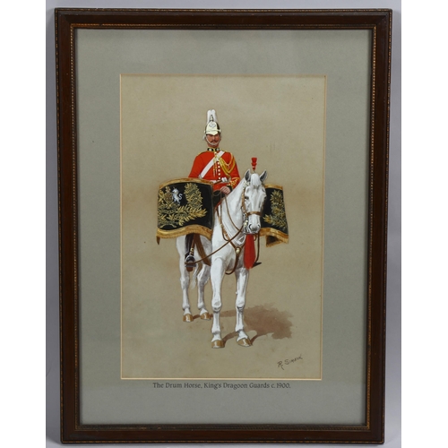 535 - Richard Simkin (1840 - 1926), the drum horse, King's Dragoon Guards circa 1900, gouache on paper, si... 