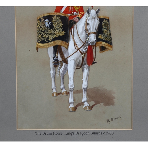 535 - Richard Simkin (1840 - 1926), the drum horse, King's Dragoon Guards circa 1900, gouache on paper, si... 