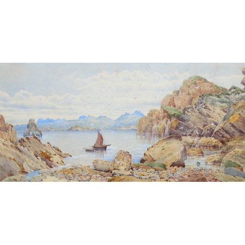 545 - 3 x 19th/20th century marine watercolours, including J A Thelwall, shore scene, 34cm x 50cm, plus 2 ... 