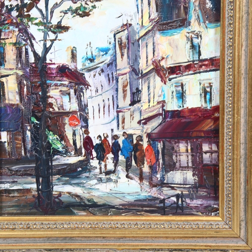 549 - Mid-20th century French School, Parisian street scene, oil on canvas, indistinctly signed, 24cm x 19... 