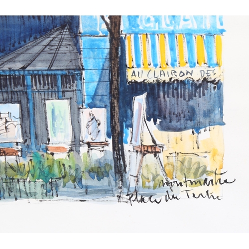 550 - La Foglia, Place Du Tertre, Montmartre, signed and dated 1970, 40cm x 19cm, framed