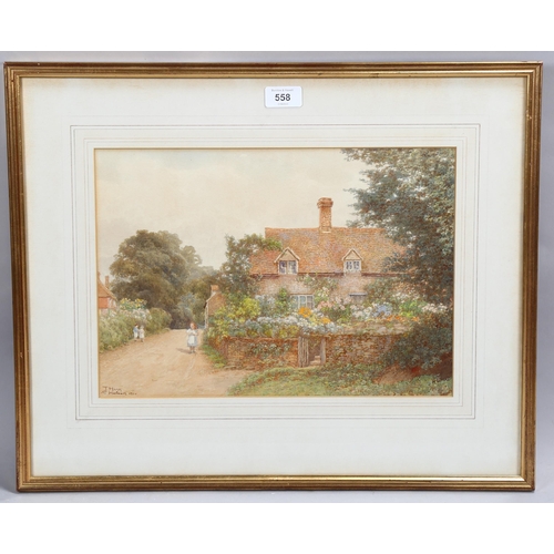 558 - Thomas Hunn, Hurtmore Surrey, watercolour, signed and dated 1910, 26cm x 37cm, framed