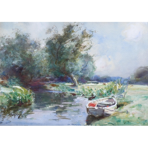 560 - T W Morley, Quietude, Eynsford, watercolour, signed and dated 1910, 26cm x 36cm, framed