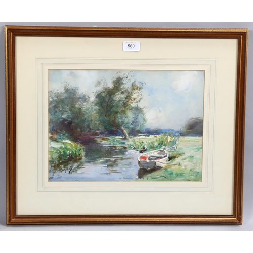 560 - T W Morley, Quietude, Eynsford, watercolour, signed and dated 1910, 26cm x 36cm, framed