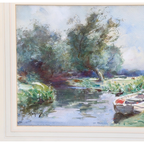 560 - T W Morley, Quietude, Eynsford, watercolour, signed and dated 1910, 26cm x 36cm, framed