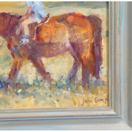 562 - Jane Camp, first lesson, oil on board, signed, 30cm x 40cm, framed