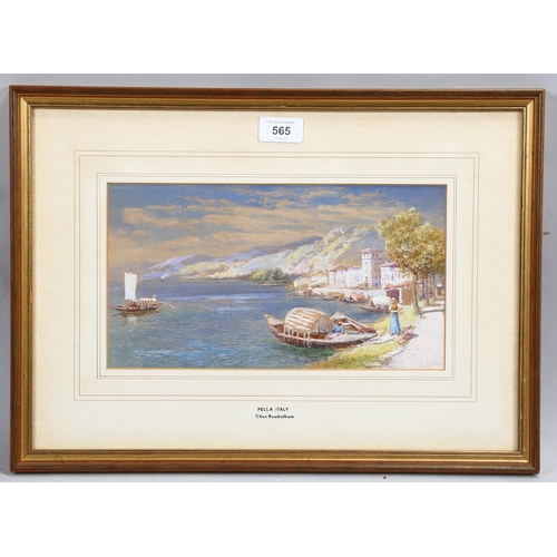 565 - Charles Rowbotham, Pella Italy, watercolour, signed, 16cm x 29cm, framed