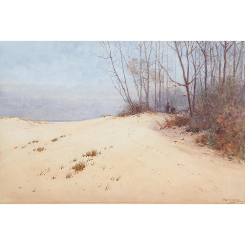 570 - William Parkyn, sand dunes, watercolour, signed, 35cm x 52cm, framed