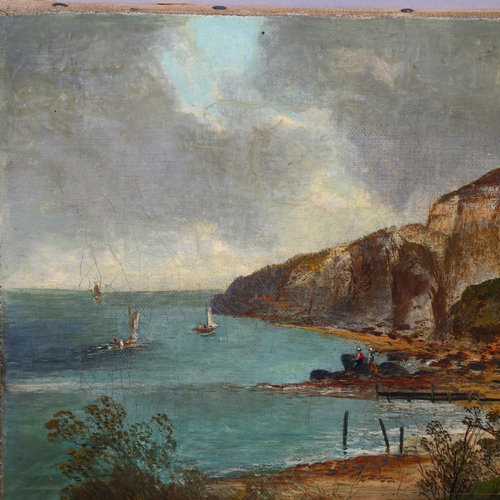 572 - Allen, cliffs and seascape, oil on canvas, signed, 21cm x 30cm, unframed