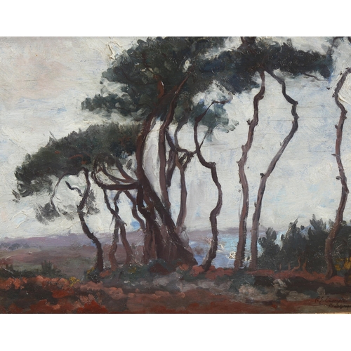 576 - Early 20th century impressionist Continental landscape, oil on board, indistinctly signed, 23cm x 34... 