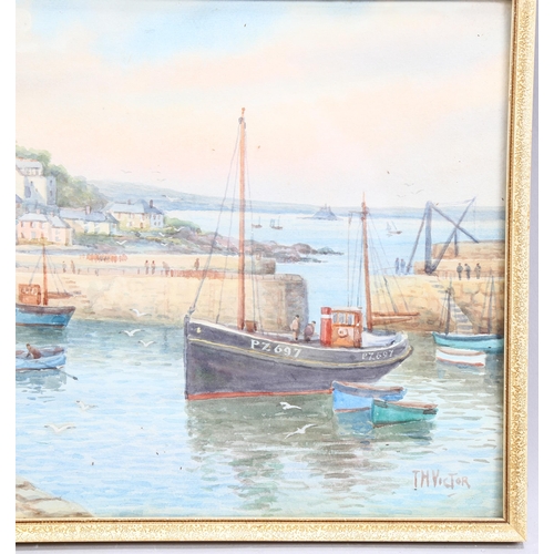 590 - Thomas Herbert Victor (1894 - 1980), Mousehole harbour, watercolour, signed and titled, 24cm x 34cm,... 