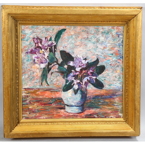 602 - 20th century French School, still life study, oil on canvas, unsigned, 42cm x 45cm, framed