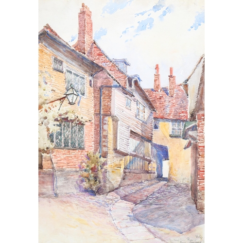 603 - The Angel Hotel Rye, late 19th/early 20th century watercolour, signed with monogram FG, 55cm x 38cm,... 