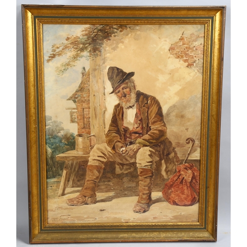 606 - Joseph Barnes (active 1867 - 1887), portrait of a man, watercolour, signed, 70cm x 53cm, framed