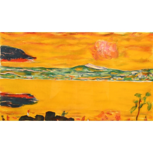 619 - Pierre Bonnard, sunset over the Med, lithograph for Verve circa 1940, image 30cm x 49cm, framed