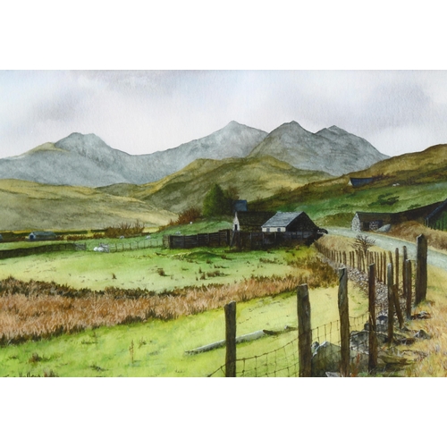 626 - Tina Holley, 2 North Wales mountain landscapes, watercolours, signed, largest 39cm x 26cm, framed (2... 