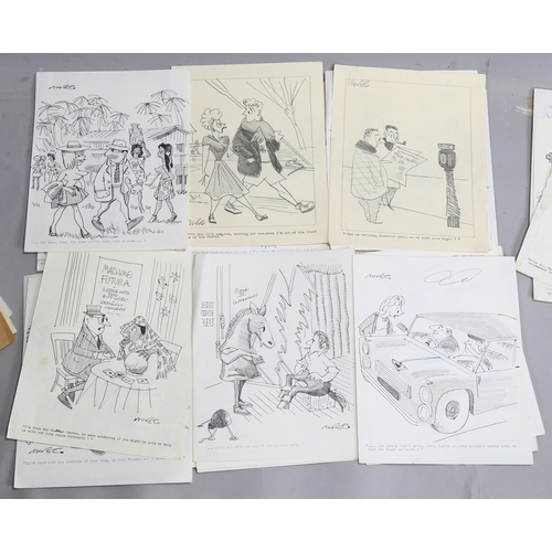 631 - Robert Coram, folder of original ink and pencil cartoons (52)