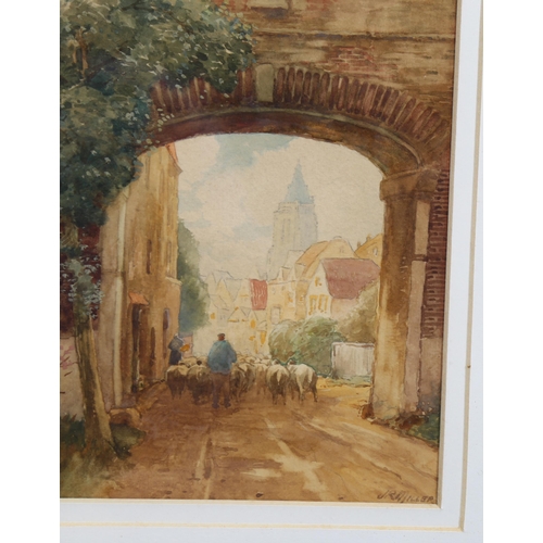 640 - James Robertson Miller (active 1880 - 1912), entrance to the village Flanders, watercolour, signed, ... 