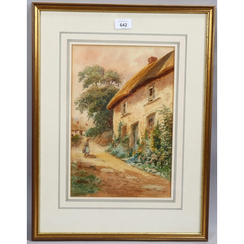 642 - E F Wadham, Devonshire Cottage, watercolour, circa 1900, 35cm x 23cm, framed