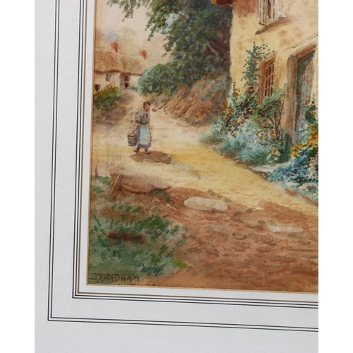 642 - E F Wadham, Devonshire Cottage, watercolour, circa 1900, 35cm x 23cm, framed