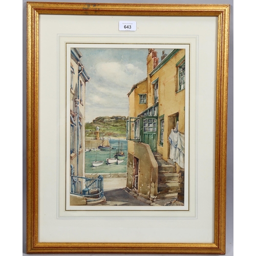 643 - Harry Nixon (1886 - 1955), St Ives, watercolour, dated 1954, signed, 35cm x 25cm, framed