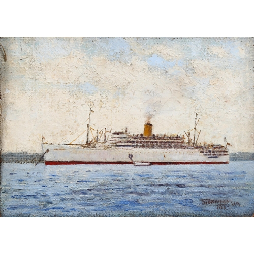 649 - Morgan Alfred Thornley, 2 shipping scenes, oil on canvas, both signed, largest 35cm x 51cm, unframed... 