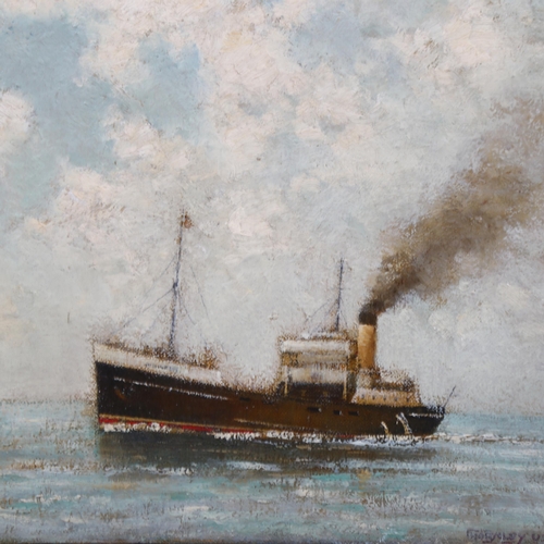 649 - Morgan Alfred Thornley, 2 shipping scenes, oil on canvas, both signed, largest 35cm x 51cm, unframed... 