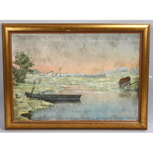 655 - Contemporary Russian School, river scene, oil on canvas, signed, 41cm x 58cm, framed