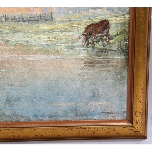 655 - Contemporary Russian School, river scene, oil on canvas, signed, 41cm x 58cm, framed