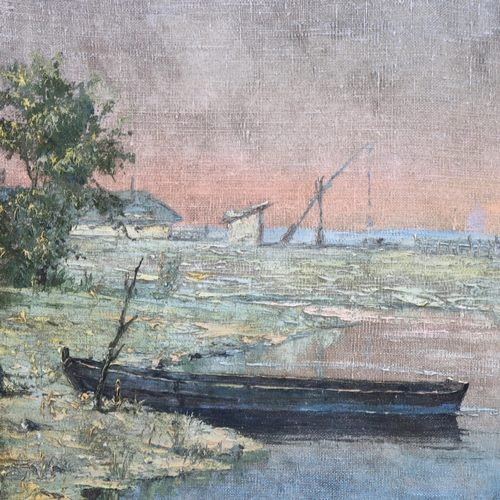 655 - Contemporary Russian School, river scene, oil on canvas, signed, 41cm x 58cm, framed