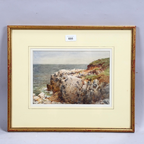 666 - Harry Sticks (1867 - 1938), coastal view, watercolour, signed, 18cm x 26cm, framed