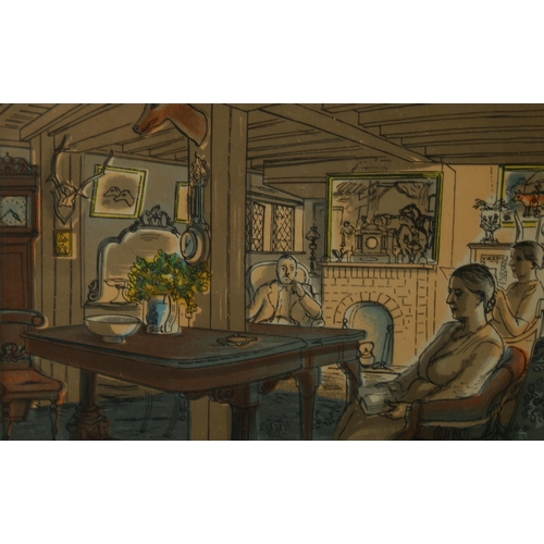 668 - Edward Bawden (1903 - 1989), Sunday evening/the agricultural repair shop, colour lithograph, publish... 