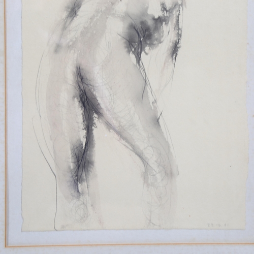 669 - Roland Pitchforth, 2 Classical nude sketches, ink and watercolour, signed, largest 28cm x 20cm, fram... 