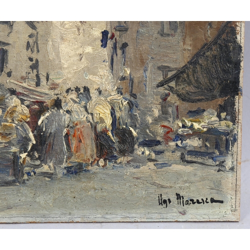 684 - Ugo Maresca, Continental street scene, oil on board, signed, 25cm x 19cm, framed