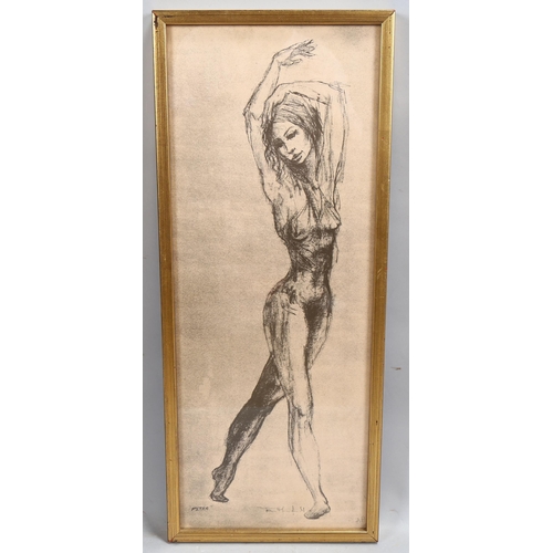 686 - Tom Merrifield (born 1932), study of a dancer, lithograph, signed in pencil, 58cm x 22cm, framed