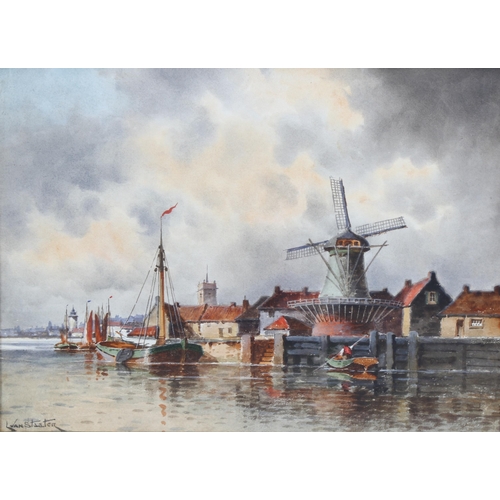 687 - Louis Van Staaten (1859 -1924), Dutch canal scene, watercolour, signed, 30cm x 40cm, framed