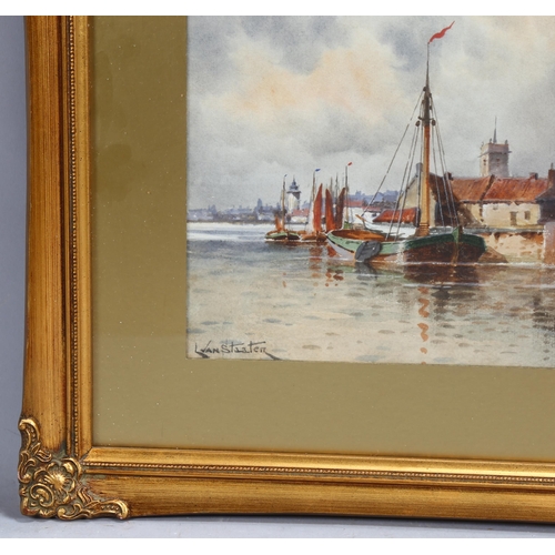 687 - Louis Van Staaten (1859 -1924), Dutch canal scene, watercolour, signed, 30cm x 40cm, framed