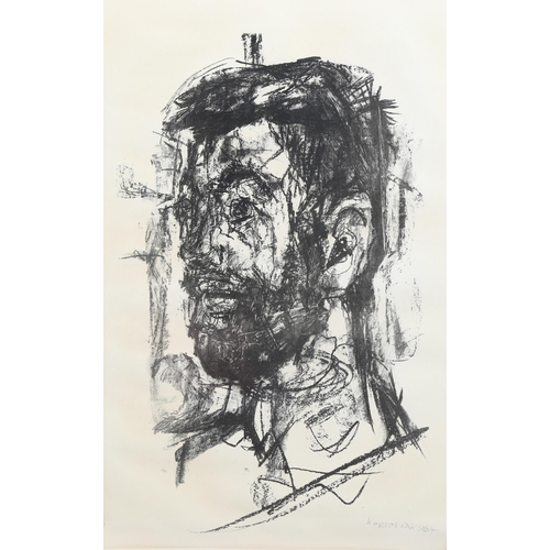 689 - Rudolf Kortokraks (born 1929), head study, lithograph signed in pencil, 65cm x 42cm, framed