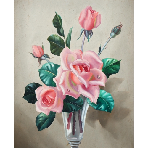 693 - Alexander Wilson, still life roses, oil on board, signed, 35cm x 24cm, framed