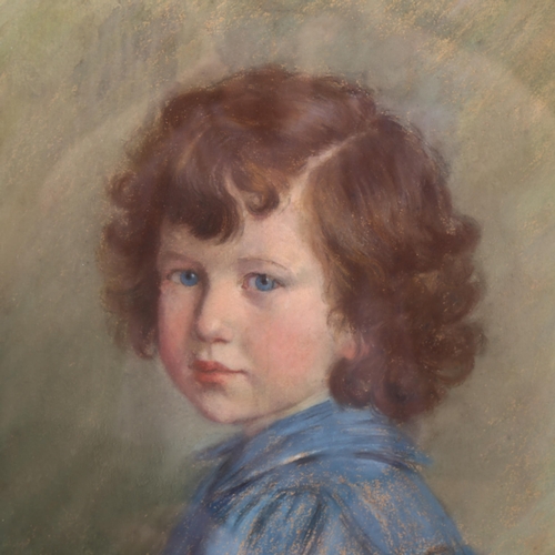 694 - Coloured pastel portrait of a young girl, dated 1902, unsigned, 46cm x 36cm, framed